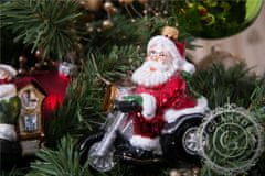 Decor By Glassor Skleněná figurka Santa na motorce