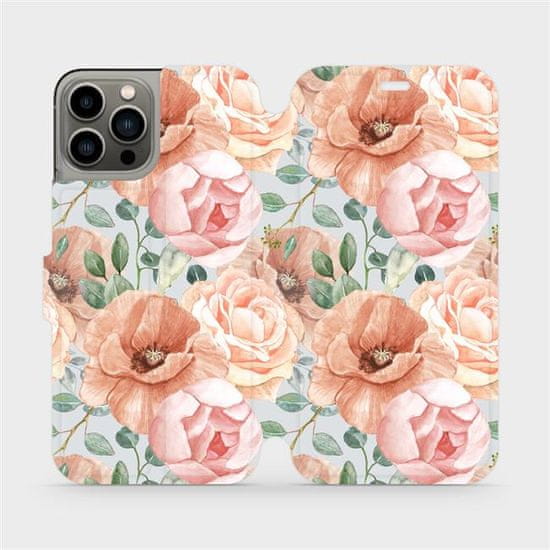 Mobiwear Flip pouzdro na mobil Apple iPhone 13 Pro - MP02S Pastelové květy