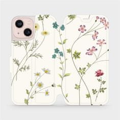 Mobiwear Flip pouzdro na mobil Apple iPhone 13 Mini - MD03S Tenké rostlinky s květy
