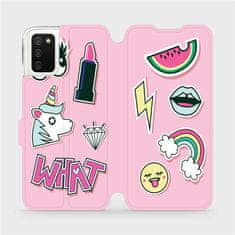 Mobiwear Flip pouzdro na mobil Samsung Galaxy A03s - M129S Růžové WHAT
