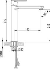 Ravak UN 015.00 Umyvadlová stojánková baterie 275 mm, bez výpusti