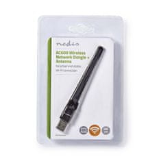 Nedis WSNWA600BK Wi-Fi USB dongle AC600 Dual Band 2.4/5 GHz s anténou