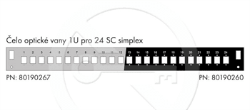 Solarix Čelo optické vany 1U pro 24SC simplex/LC duplex/E2000 BK