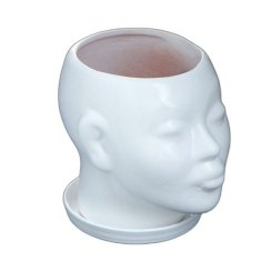 Kraftika Zdobený květináč head, výška 15 cm, bílá barva