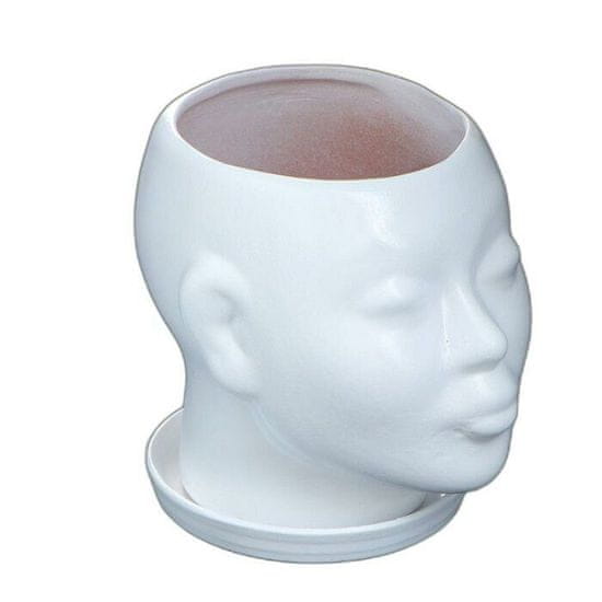 Kraftika Zdobený květináč head, výška 15 cm, bílá barva