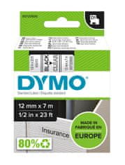 Dymo páska D1 12mm x 7m, černá na průhledné, 45010, S0720500