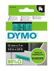 Dymo páska D1 12mm x 7m, černá na zelené, 45019, S0720590