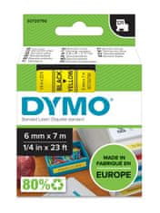 Dymo páska D1 6mm x 7m, černá na žluté, 43618, S0720790