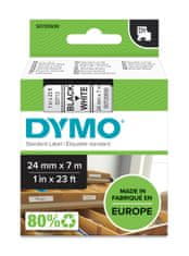 Dymo páska D1 24mm x 7m, černá na bílé, 53713, S0720930