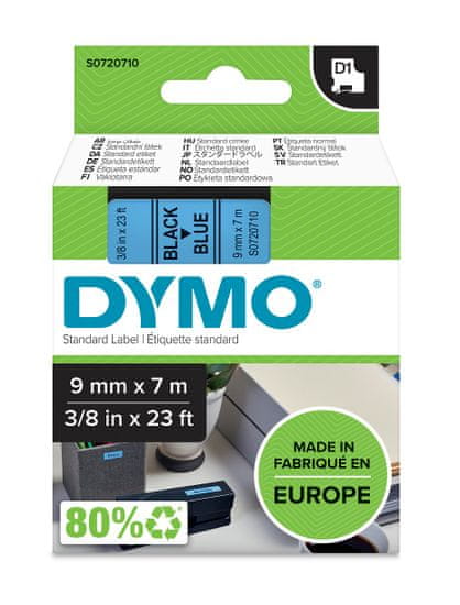 Dymo páska D1 9mm x 7m, černá na modré, 40916, S0720710