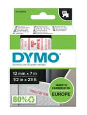 Dymo páska D1 12mm x 7m, červená na bílé, 45015, S0720550