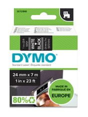 Dymo páska D1 24 mm x 7m, bílá na černé, 53721, S0721010