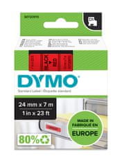 Dymo páska D1 24mm x 7m, černá na červené, 53717, S0720970