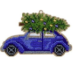 Kraftika 1pc modré auto s vánoční strom seed beaded diy kit