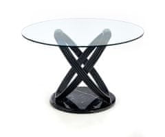 Halmar Kulatý skleněný jídelní stůl Optico - průhledná/černá