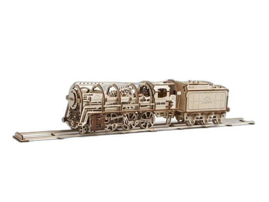 UGEARS 3d dřevěné mechanické puzzle parní lokomotiva s