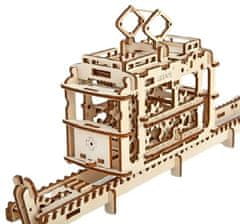 UGEARS 3d dřevěné mechanické puzzle tramvaj