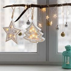 Solight Solight LED vánoční hvězda, dřevěný dekor, 6LED, teplá bílá, 2x AAA 1V45-S
