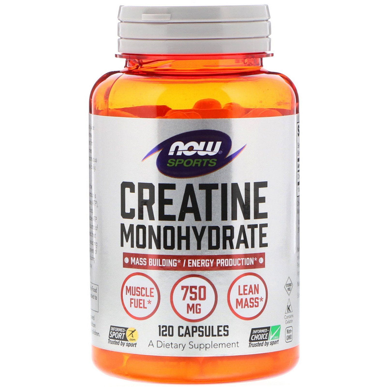 NOW Creatine monohydrate 750 mg, 120 kapslí