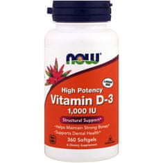 NOW Now Vitamin D3, 1000 IU, 360 softgel kapslí
