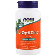 NOW Zinc L-Optizinc 30 mg (zinek + měď), 100 rostlinných kapslí