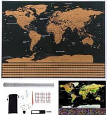 ISO Stírací mapa světa s vlajkami 82 x 59 cm s příslušenstvím, černá, 9410