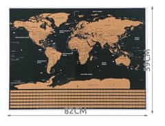 ISO Stírací mapa světa s vlajkami 82 x 59 cm s příslušenstvím, černá, 9410