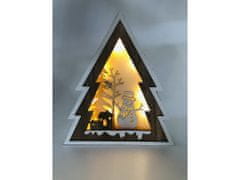 commshop Dřevěná svítící dekorace strom - Sněhulák se stromkem