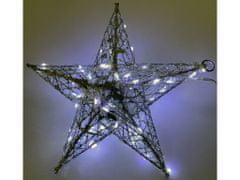 commshop Vánoční svítící dekorace - Hvězda 32 cm (stříbrná se třpytkami)