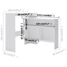 Vidaxl Barový stůl se 2 stolními deskami bílý 130 x 40 x 120 cm