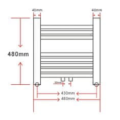 Greatstore Žebříkový radiátor na ručníky rovný ústřední topení 480 x 480 mm