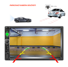 Podofo 2din Autorádio - univerzální s ISO konektory a parkovací kamerou zdarma, Bluetooth, USB, AUX