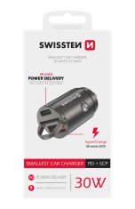 SWISSTEN cl adaptér power delivery usb-c + super charge 3.0 30w nano stříbrný