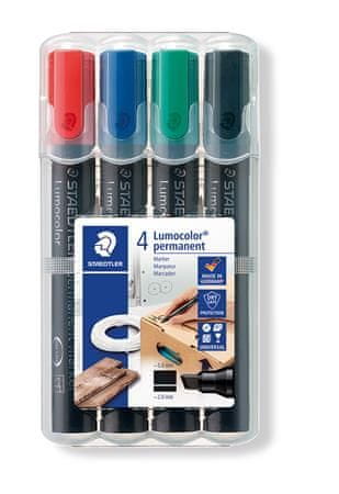 Staedtler Permanentní popisovač "Lumocolor 350", sada, 4 barvy, klínový hrot 350 WP4