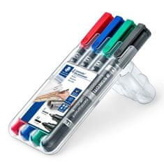 Staedtler Permanentní popisovač "Lumocolor 348 Duo", sada, 4 barvy, kuželový hrot, F/M, oboustranný 348-9