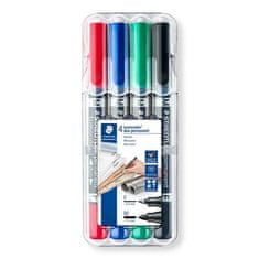 Staedtler Permanentní popisovač "Lumocolor 348 Duo", sada, 4 barvy, kuželový hrot, F/M, oboustranný 348-9