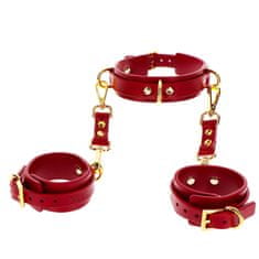 taboom TABOOM Bondage In Luxury D-Ring Collar and Wrist Cuffs (Red)