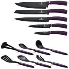 Berlingerhaus Sada nožů a kuchyňského náčiní ve stojanu 12 ks Purple Metallic Line