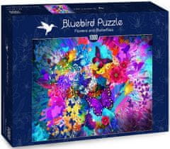 Blue Bird Puzzle Květiny a motýli