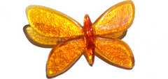 AXUM Bohemia MOTÝL Skleněná brož oranžová, rozměr 60 x 35 mm, pomerančově oranžová