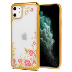 MobilPouzdra.cz Gelové zlaté pouzdro FRAME FLORA na APPLE iPhone 12 / iPhone 12 Pro