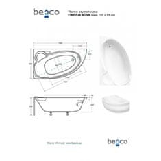 Besco Asymetrická vana FINEZJA NOVA S nožičkami Levé 155 × 95 cm