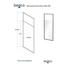 Besco Walk-in sprchový kout ICON BLACK 200 cm Univerzální Levé / Pravé Čiré bezpečnostní sklo - 8 mm Černá 100 cm