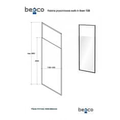 Besco Walk-in sprchový kout ICON BLACK 200 cm Univerzální Levé / Pravé Čiré bezpečnostní sklo - 8 mm Černá 120 cm