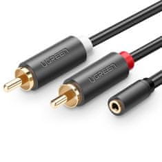 Ugreen AV102 audio kabel 3.5mm mini jack / 2RCA F/M 25cm, šedý