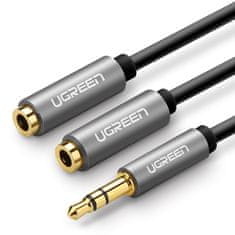 Ugreen Splitter audio kabel 3.5mm mini jack 20cm, stříbrný