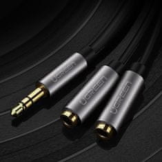Ugreen Splitter audio kabel 3.5mm mini jack 20cm, stříbrný