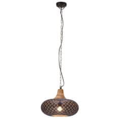 Greatstore Industriální závěsná lampa černá železo masivní dřevo 40 cm E27