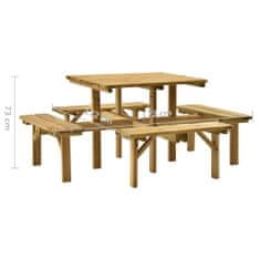 Greatstore 4stranný piknikový stůl 172 x 172 x 73 cm impregnovaná borovice
