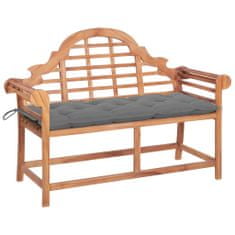 Greatstore Zahradní lavice s šedou poduškou 120 cm masivní teak